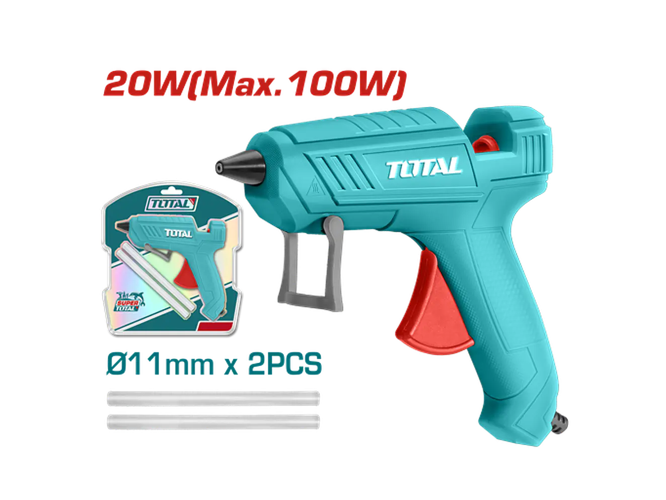 Pistola de Silicona TOTAL UTT201116 25W Incluye 4 Barras de Pegamento - Envío a todo Colombia | aztools.co