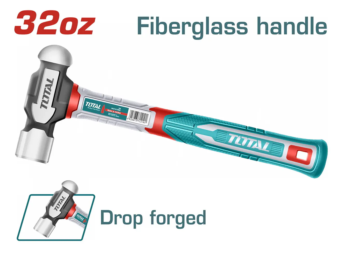 Martillo Bola 32 Oz Mango Fibra De Vidrio Super Total Thbph61032 - Envío a todo Colombia | aztools.co