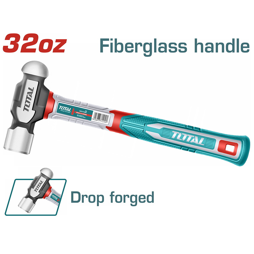 Martillo Bola 32 Oz Mango Fibra De Vidrio Super Total Thbph61032