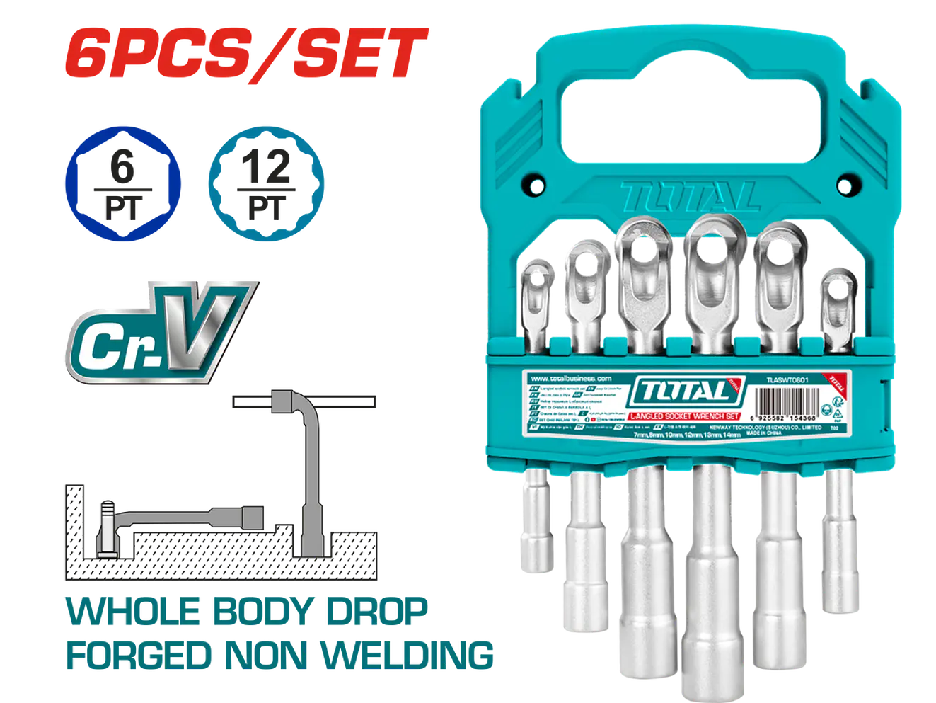 Juego de Llaves Copa en L TOTAL 6 Piezas Cr-V Industrial - TLASWT0601 - Envío a todo Colombia | aztools.co