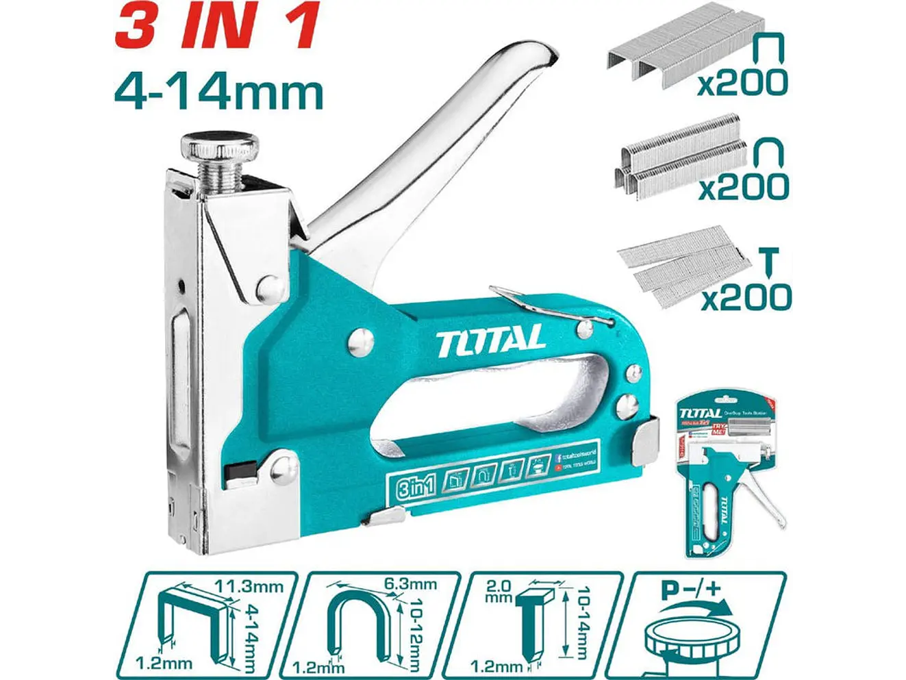 Grapadora Tapiceria 3 En 1 Fuerza Ajustable 4 - 14 Mm Total Tht31143 - Envío a todo Colombia | aztools.co