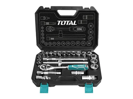 Juego de Rache con Copas Industrial TOTAL THT121251 1/2 Pulgada 25 Piezas - Foto 1 | aztools.co