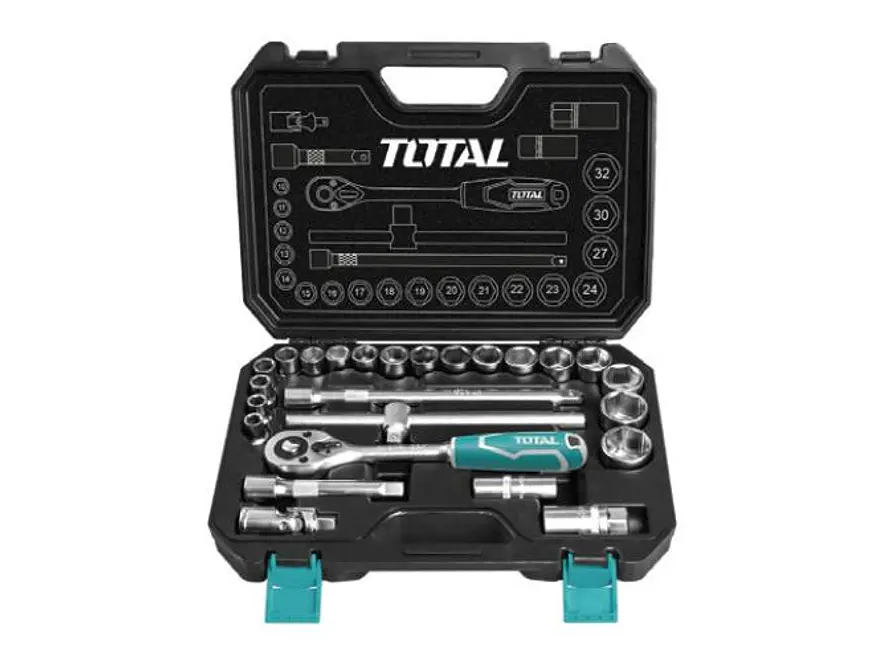 Juego de Rache con Copas Industrial TOTAL THT121251 1/2 Pulgada 25 Piezas - Foto 1 | aztools.co