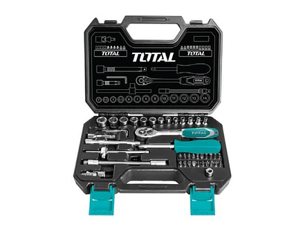 Juego de Rache con Copas Industrial TOTAL THT141451 1/4 Pulgada 45 Piezas - Foto 1 | aztools.co