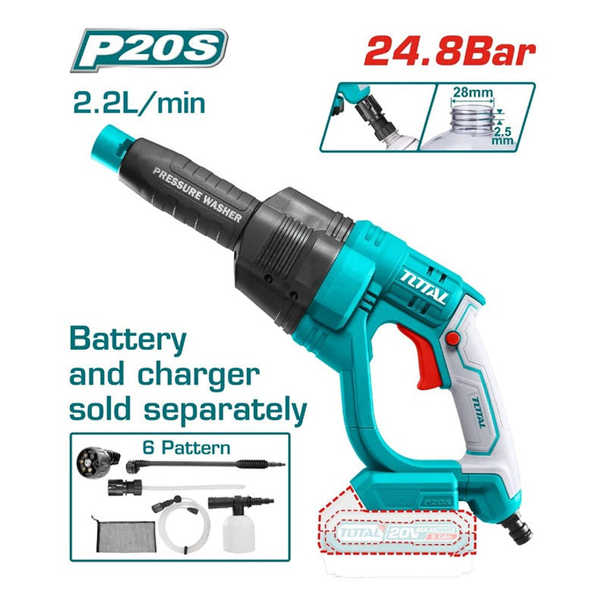 Hidrolavadora Inalámbrica 20V Portátil, Total TPWLI2008 No incluye Batería ni Cargador 1