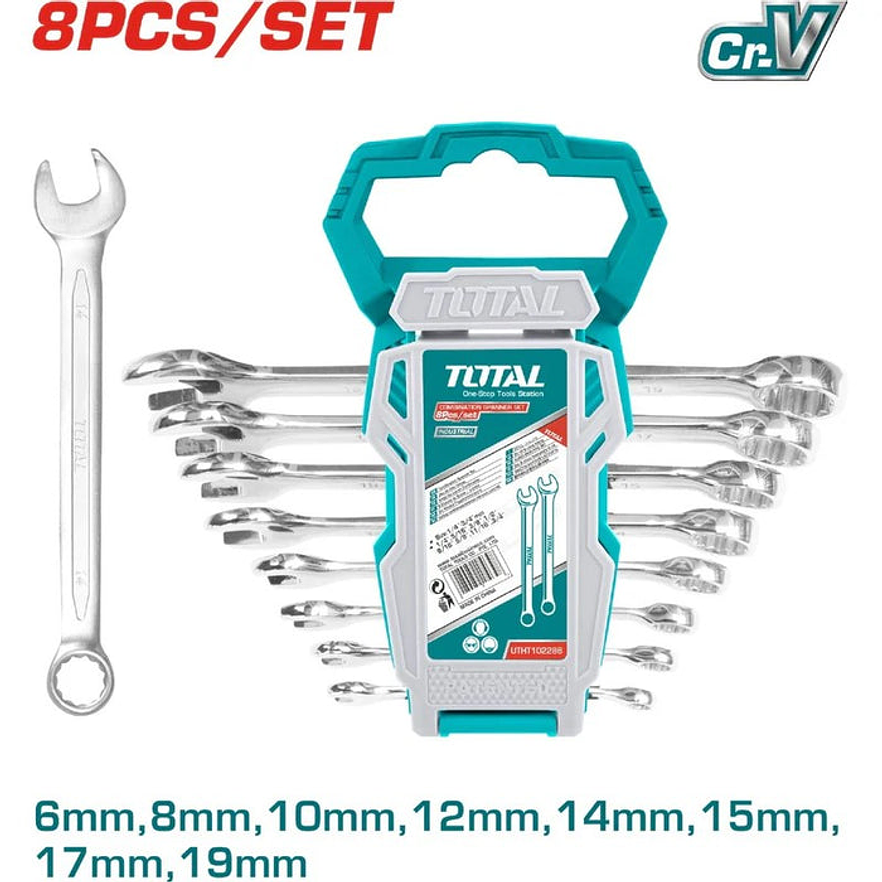 Llave Mixta 6 - 19 Mm Juego X 8 Pzs Industrial Super Total Tht102286