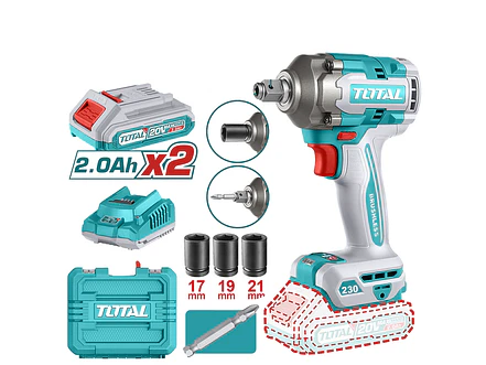 Pistola Impacto 20V Incluye 2 Baterias 1 Cargador Copas De 17,19,21 Y Punta Destornillador Industrial Super TotalUtiwli20236A - Envío a todo Colombia | aztools.co