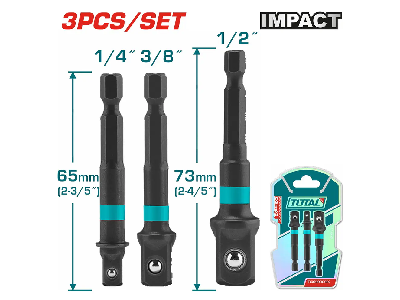 Punta Extension Magnetica Para Taladro X 3Pcs 1/4-3/8-1/2 Total Tac273651 - Envío a todo Colombia | aztools.co