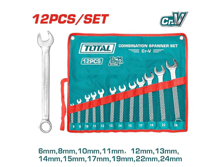 Llave Mixta Juego X 12 Pzs 6-24Mm Crv Industrial Super Total Tht1022121A - Envío a todo Colombia | aztools.co