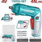 Atornillador Inalambrico 4V Total Tsdli0442, Estuche Plastico + 16 Puntas Taladro De 25Mm, 2 De 50Mm Super  - Miniatura 1