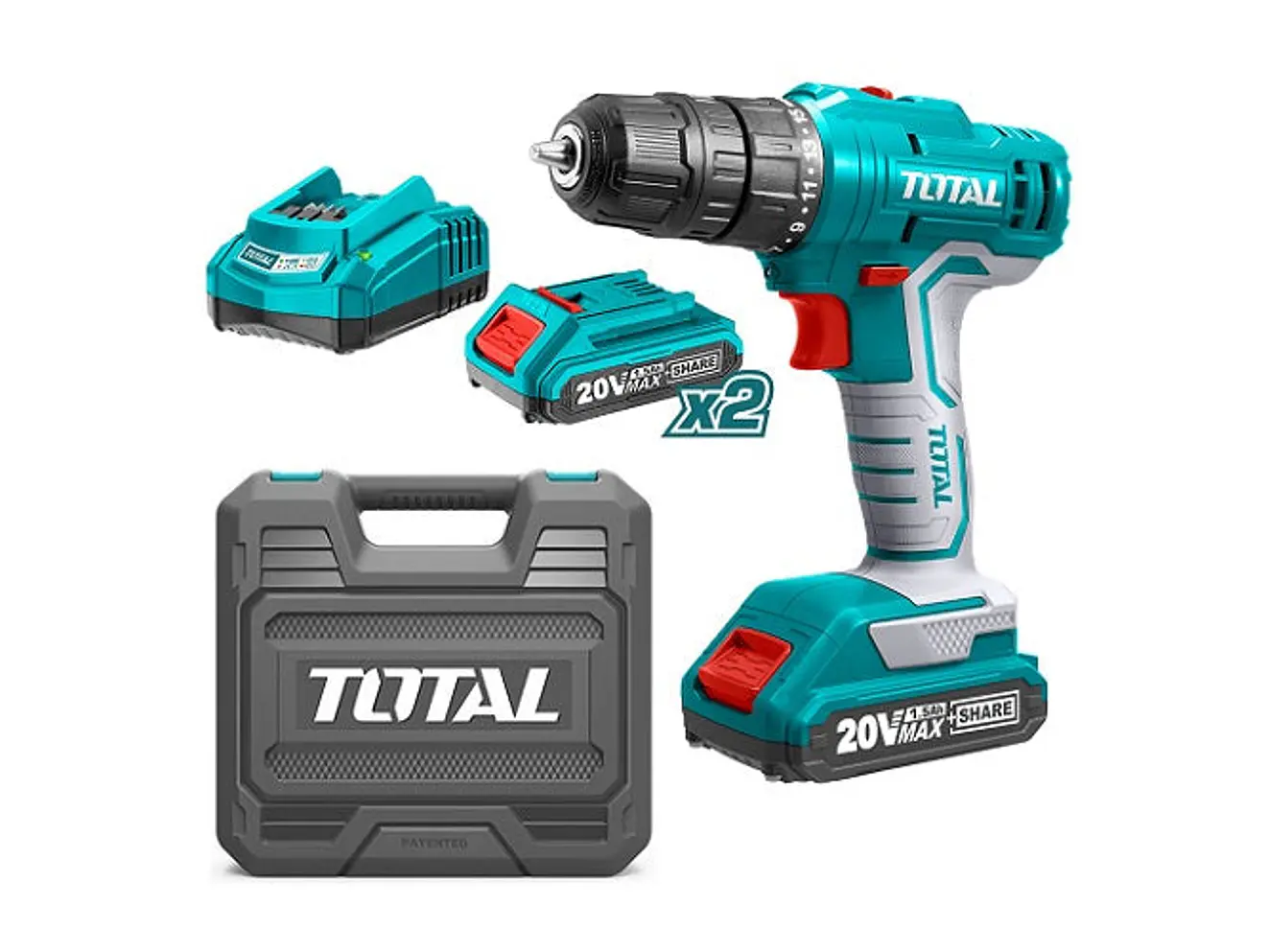 Taladro Inalambrico 3/8 Caja Plastica Incluye 2 Baterias Ion Litio 20V Total Super Select Utdli20012 - Envío a todo Colombia | aztools.co