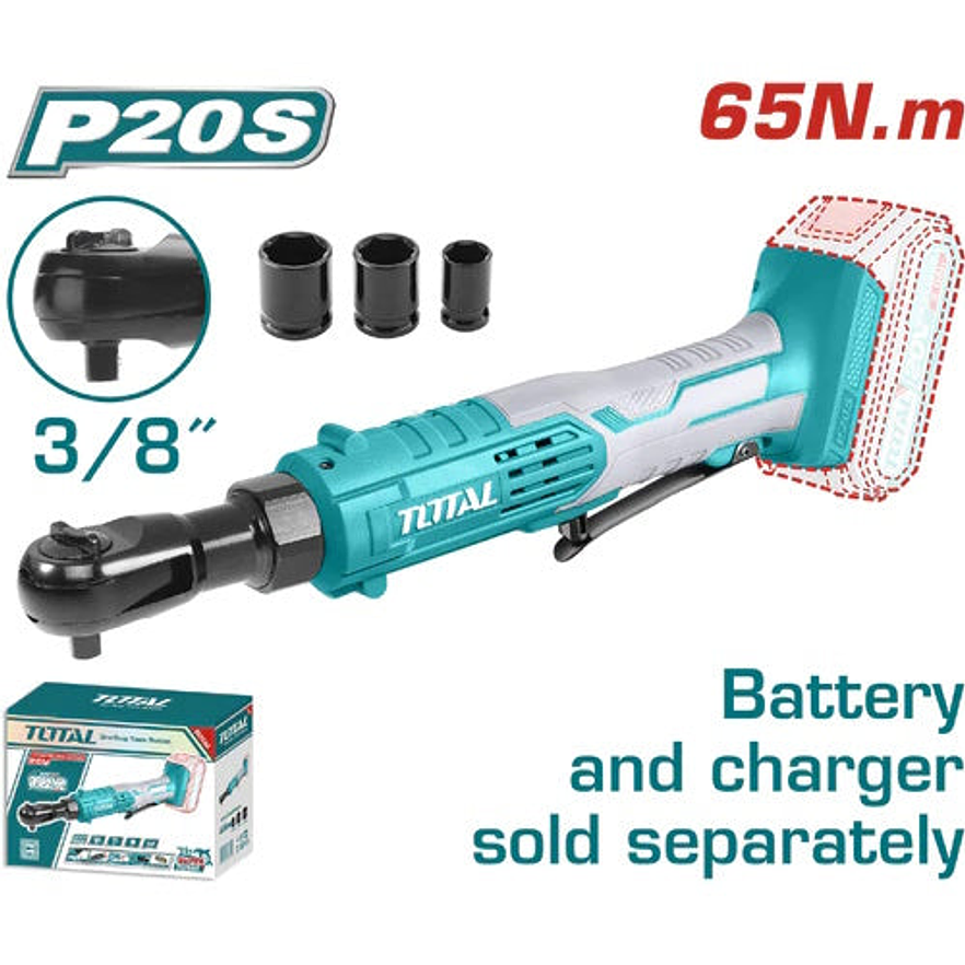 Rache Inalambrico 3/8 20V Incluye Copa 13 17 19 Bateria Y Cargador No Incluido Super Total Tdrli2060151