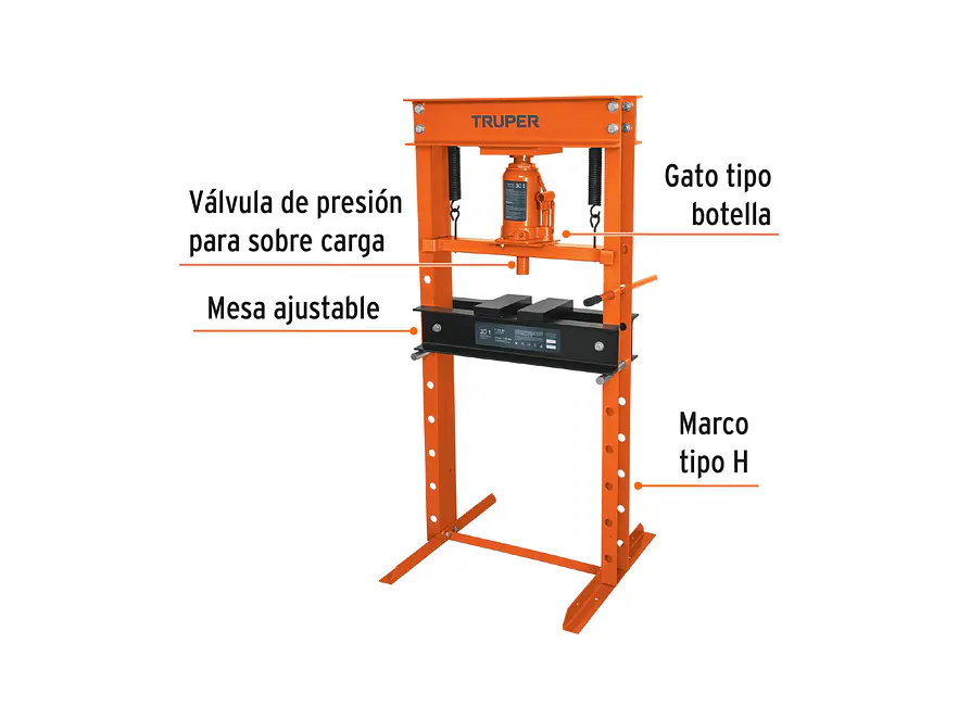 Prensa hidráulica 30 toneladas Truper 13739 con gato de botella  - Foto 2 | aztools.co