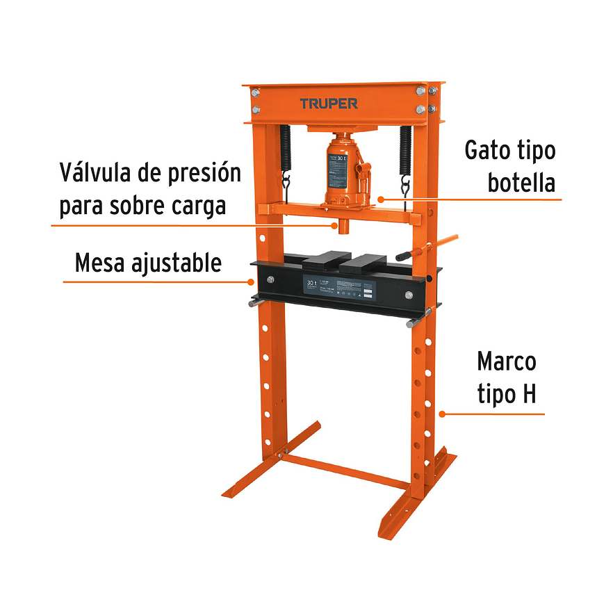 Prensa hidráulica 30 toneladas Truper 13739 con gato de botella  2
