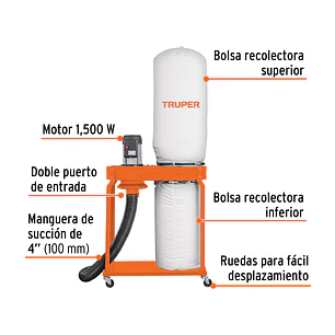 Colector de Polvo Truper 103165 con Motor de 2 HP (1500 W)
