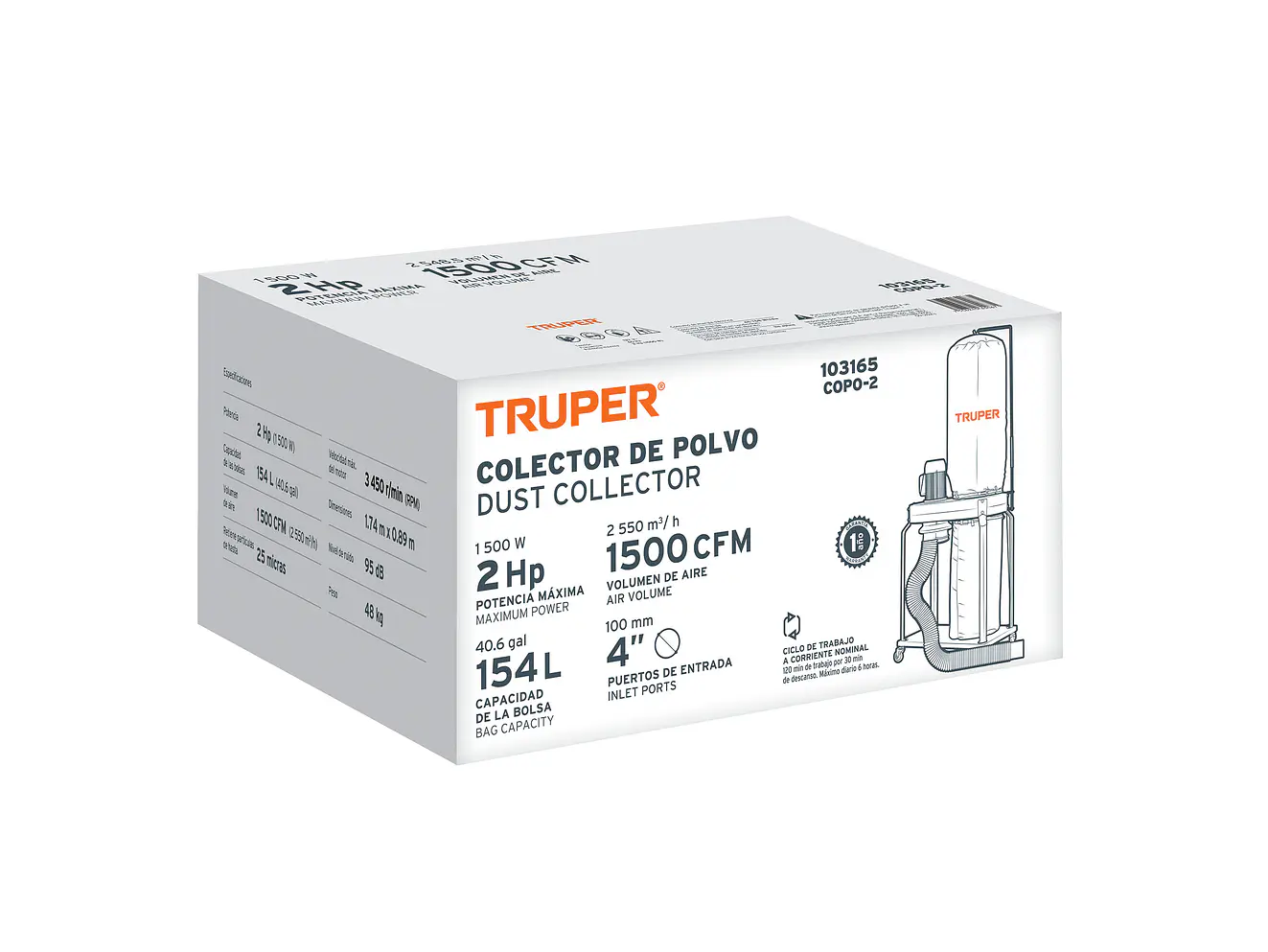 Colector de Polvo Truper 103165 con Motor de 2 HP (1500 W) - Foto 4 | aztools.co