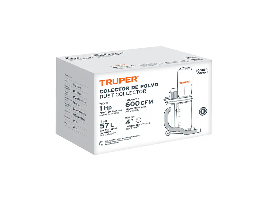 Colector de Polvo Truper 103164 con Motor de 1 HP (750 W) - Foto 4 | aztools.co