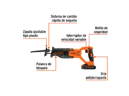 Sierra ReciTrupercante Truper 103258, 20V, con 1 Batería 2Ah - Foto 2 | aztools.co