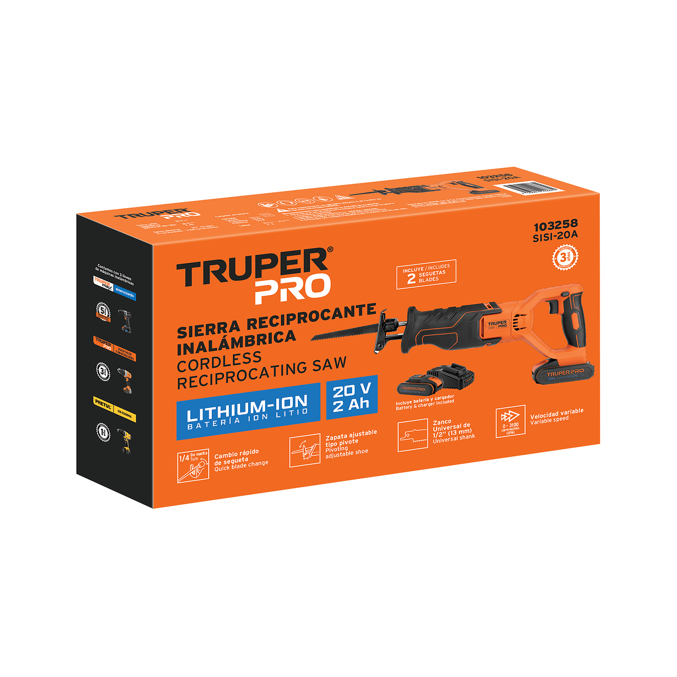 Sierra ReciTrupercante Truper 103258, 20V, con 1 Batería 2Ah 3