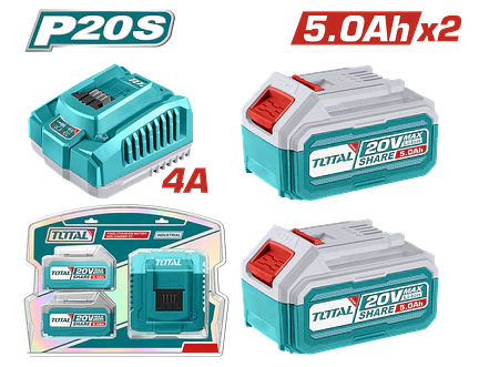 KIT DE 2 BATERIAS 5.0AH TOTAL UTFBCPK2513 + CARGADOR DE 20V INDUSTRIAL  - Envío a todo Colombia | aztools.co