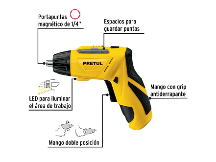 Destornillador de Dos Posiciones Pretul 26402, 3.6V - Foto 2 | aztools.co