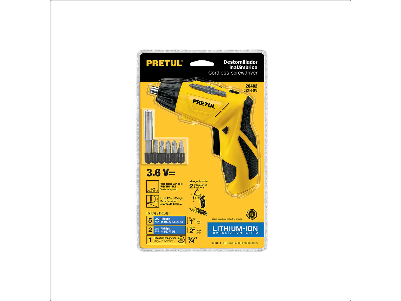 Destornillador de Dos Posiciones Pretul 26402, 3.6V - Foto 4 | aztools.co