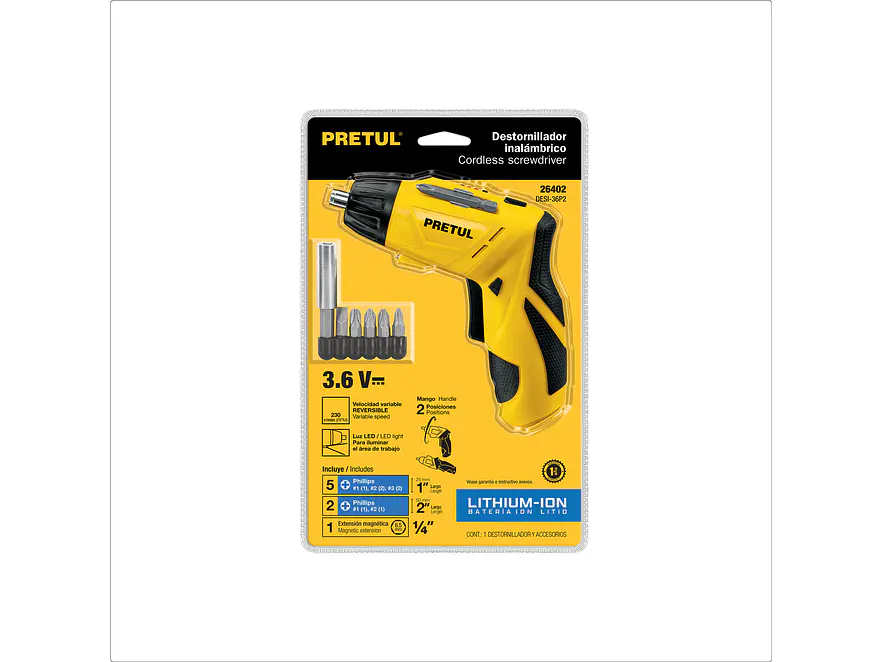 Destornillador de Dos Posiciones Pretul 26402, 3.6V - Foto 4 | aztools.co