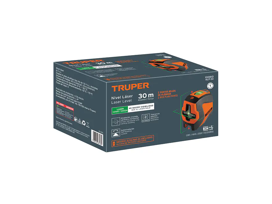 Nivel Láser Verde Truper 100810, con Plomada, Alcance 30 m - Foto 6 | aztools.co