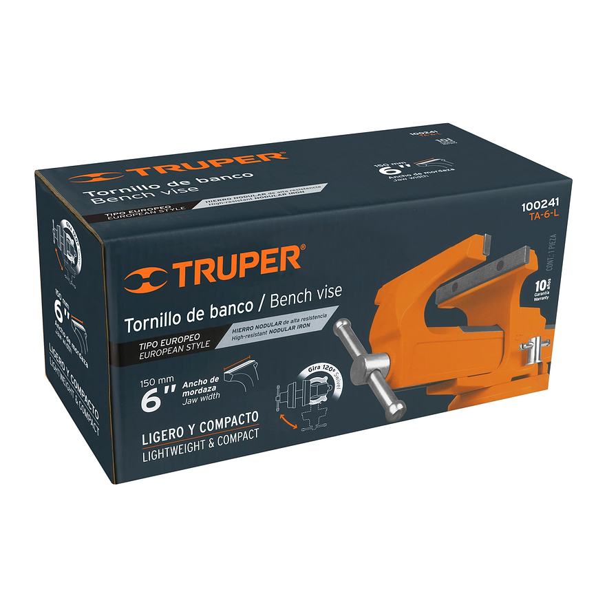 Prensa de banco tipo Europeo Truper 100241, hierro nodular, 6'