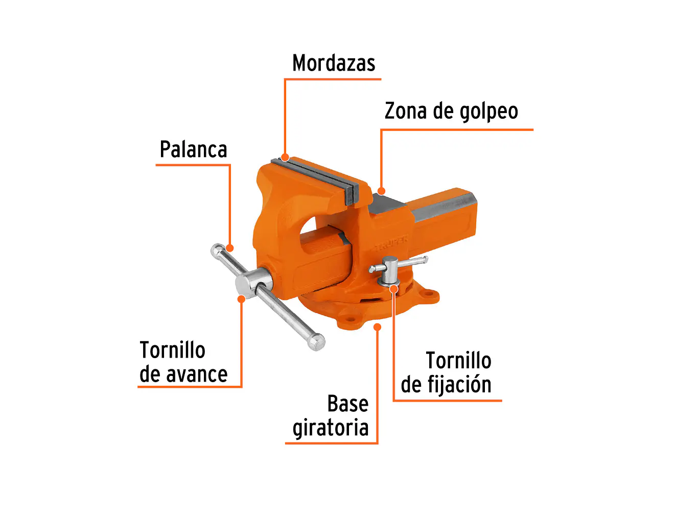Prensa de banco tipo Europeo Truper 100199, hierro nodular, 4'