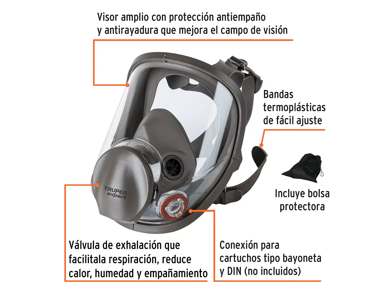 Respirador Truperfesional Truper 102530, de Cara Completa - Foto 2 | aztools.co