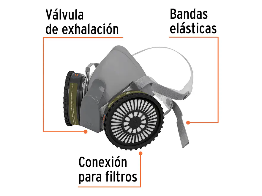  Kit respirador profesional con cartuchos multigas Truper 13730 - Foto 2 | aztools.co
