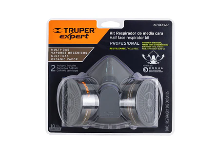  Kit respirador profesional con cartuchos multigas Truper 13730 - Foto 3 | aztools.co