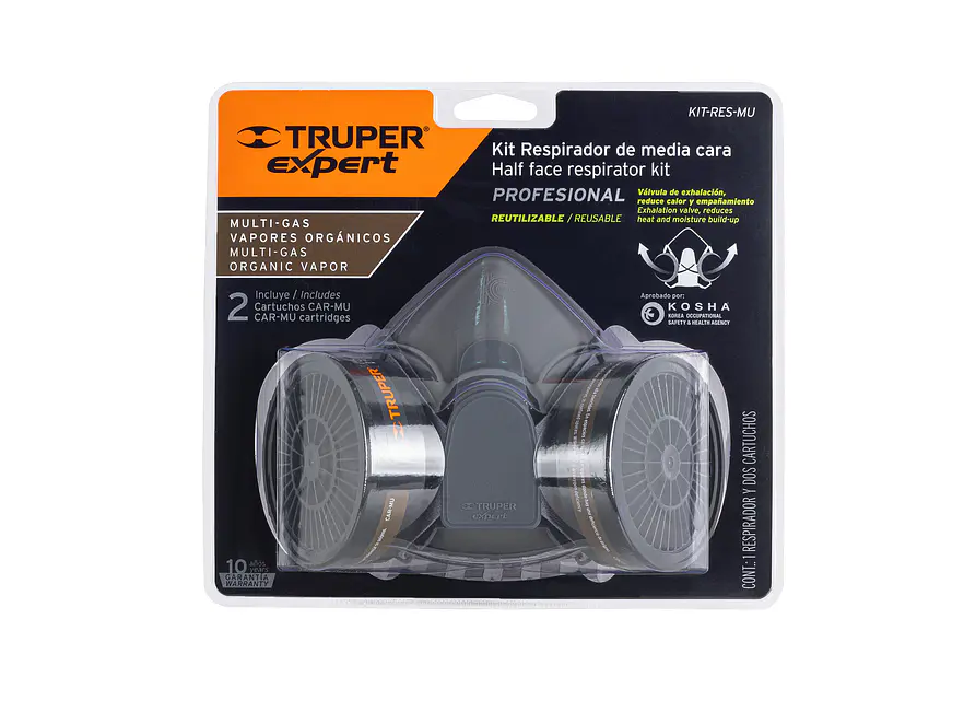  Kit respirador profesional con cartuchos multigas Truper 13730 - Foto 3 | aztools.co