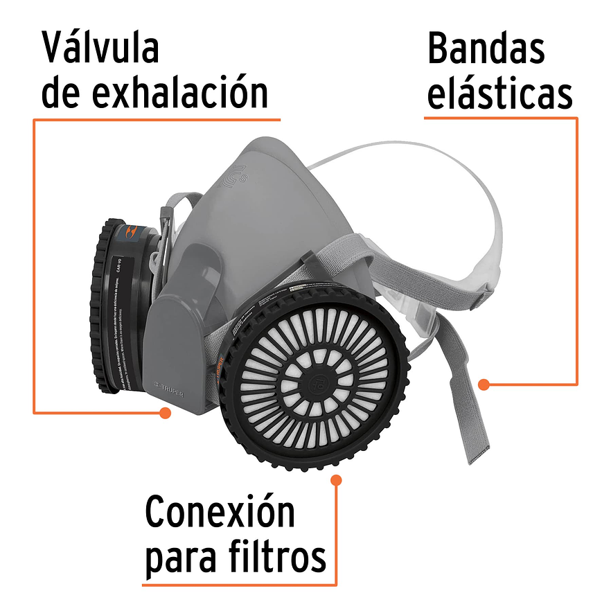 Kit respirador profesional con cartuchos pintura y pesticida Truper 13731 2