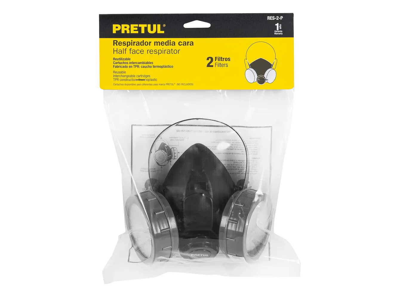 Respirador Pretul 23391 Sin Cartucho, 2 filtros - Foto 3 | aztools.co