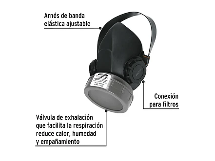 Respirador sin cartucho, 1 filtro, Pretul 23390 - Foto 2 | aztools.co