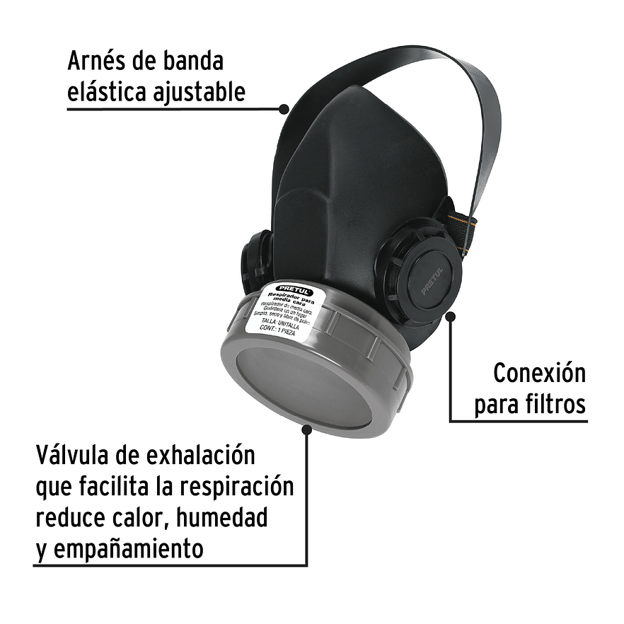 Respirador sin cartucho, 1 filtro, Pretul 23390 2