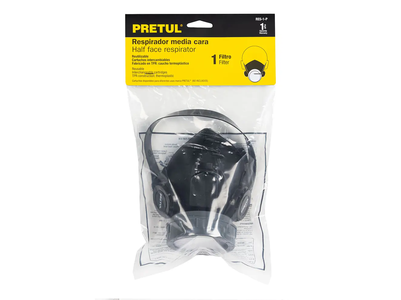 Respirador sin cartucho, 1 filtro, Pretul 23390 - Foto 3 | aztools.co