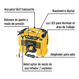 Inflador/Soplador para Auto Pretul 29073, 20V, con 1 Batería 2Ah