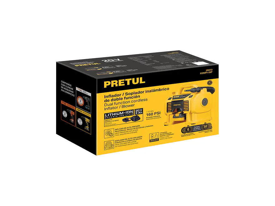 Inflador/Soplador para Auto Pretul 29073, 20V, con 1 Batería 2Ah - Foto 5 | aztools.co