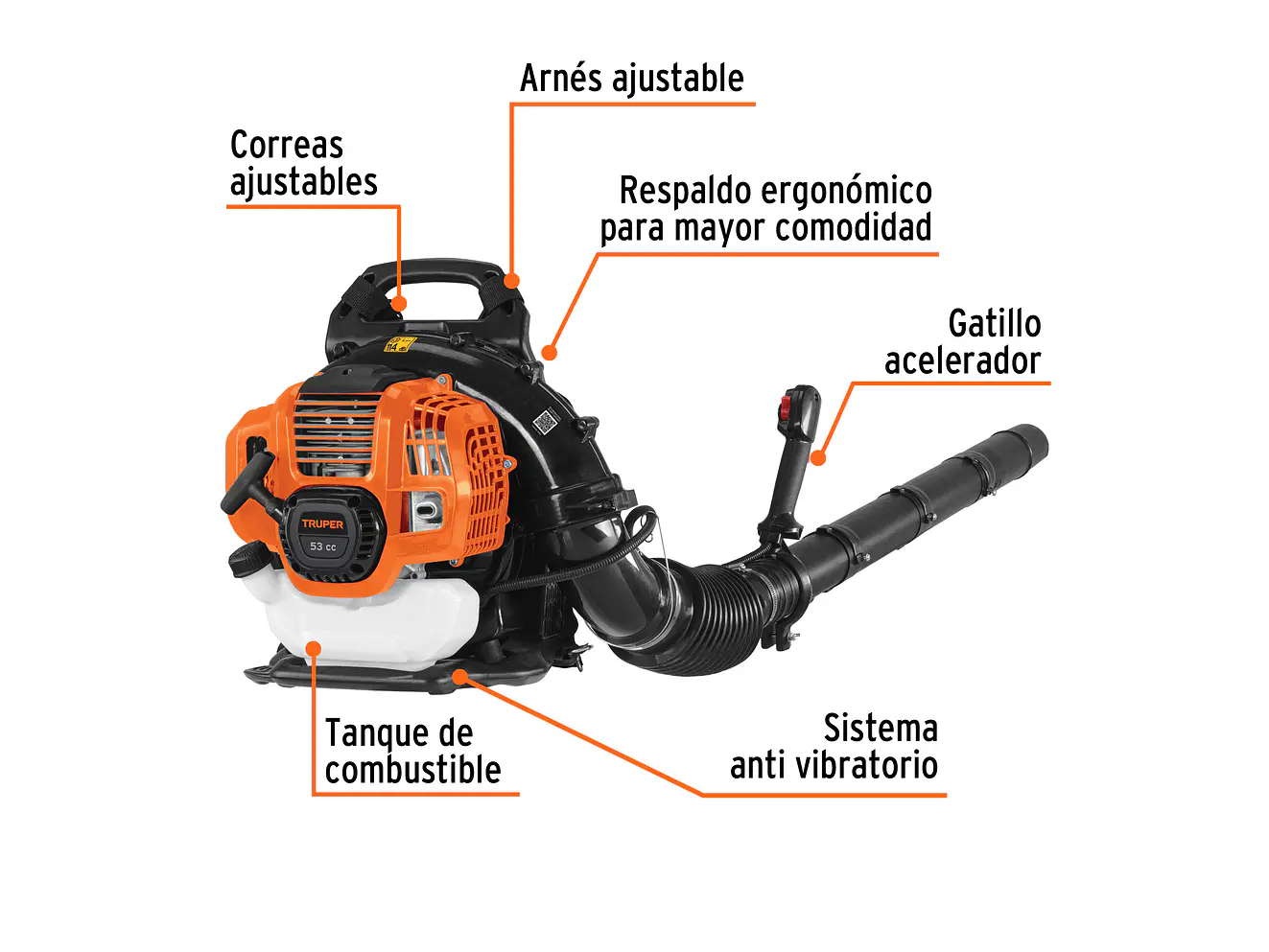 Sopladora a Gasolina Truper 102970, 53cc, Tipo Mochila - Foto 2 | aztools.co