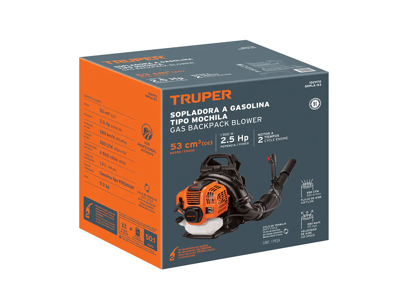 Sopladora a Gasolina Truper 102970, 53cc, Tipo Mochila - Foto 4 | aztools.co