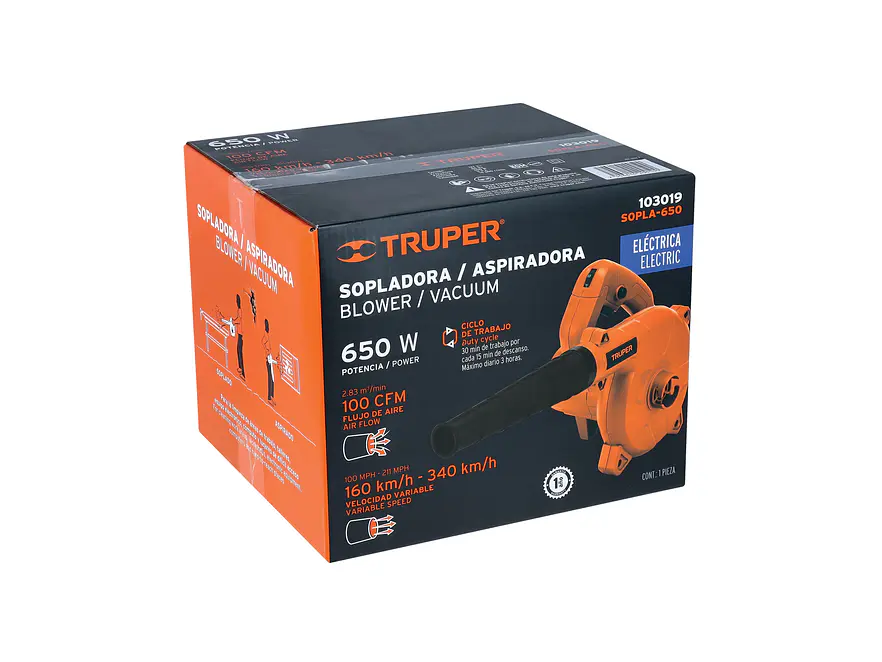 Sopladora/Aspiradora Eléctrica Truper 103019, de 650 W - Foto 4 | aztools.co