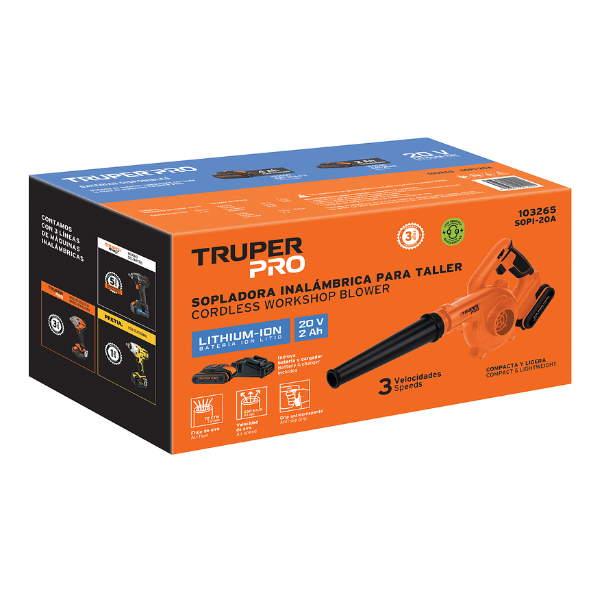 Sopladora para Taller Truper 103265, 20V, 1 Batería 2Ah - Foto 4 | aztools.co