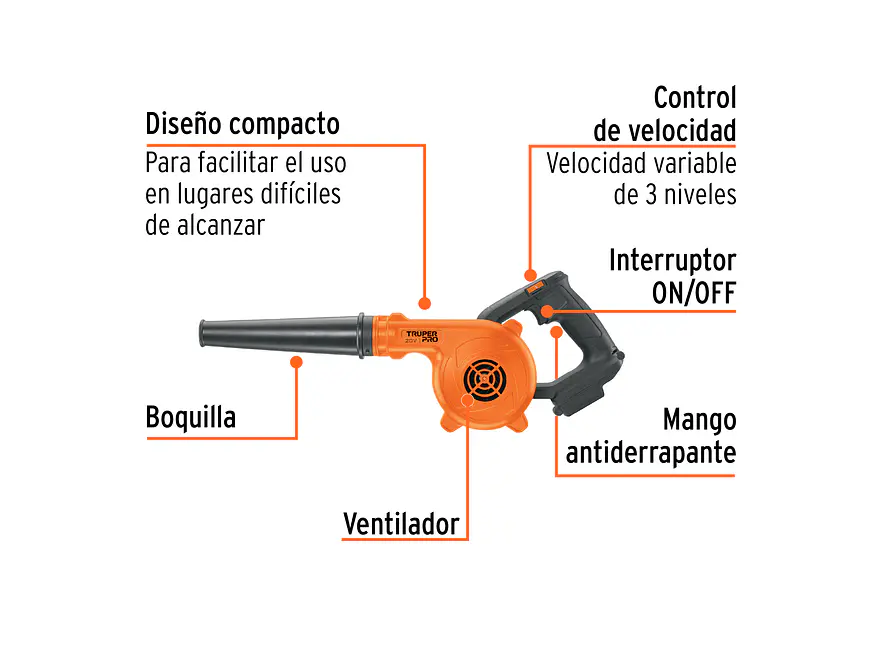 Sopladora para Taller Truper 103266, 20V, Sin Accesorios - Foto 2 | aztools.co