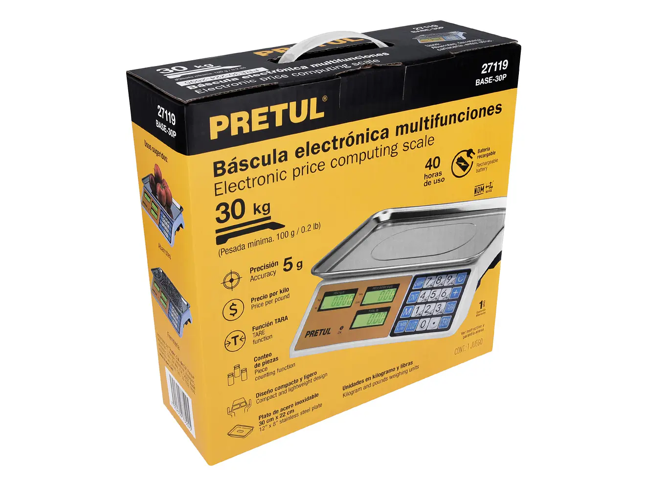 Báscula Electrónica Multifunciones Pretul 27119, de 30 kg - Foto 6 | aztools.co