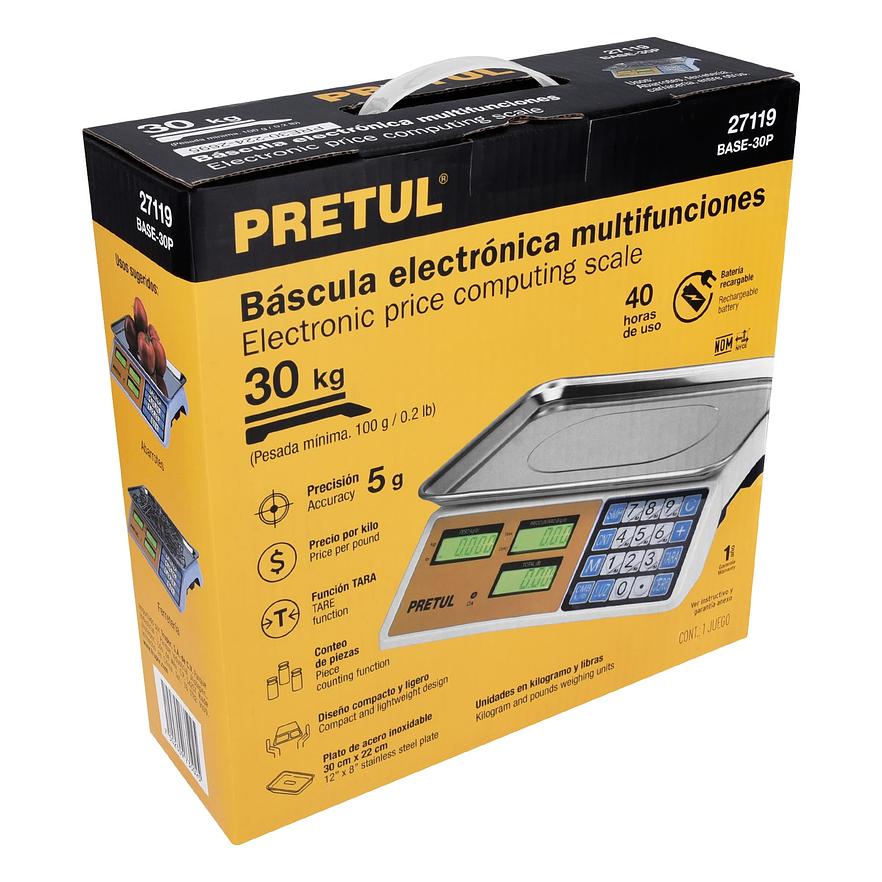Báscula Electrónica Multifunciones Pretul 27119, de 30 kg 6