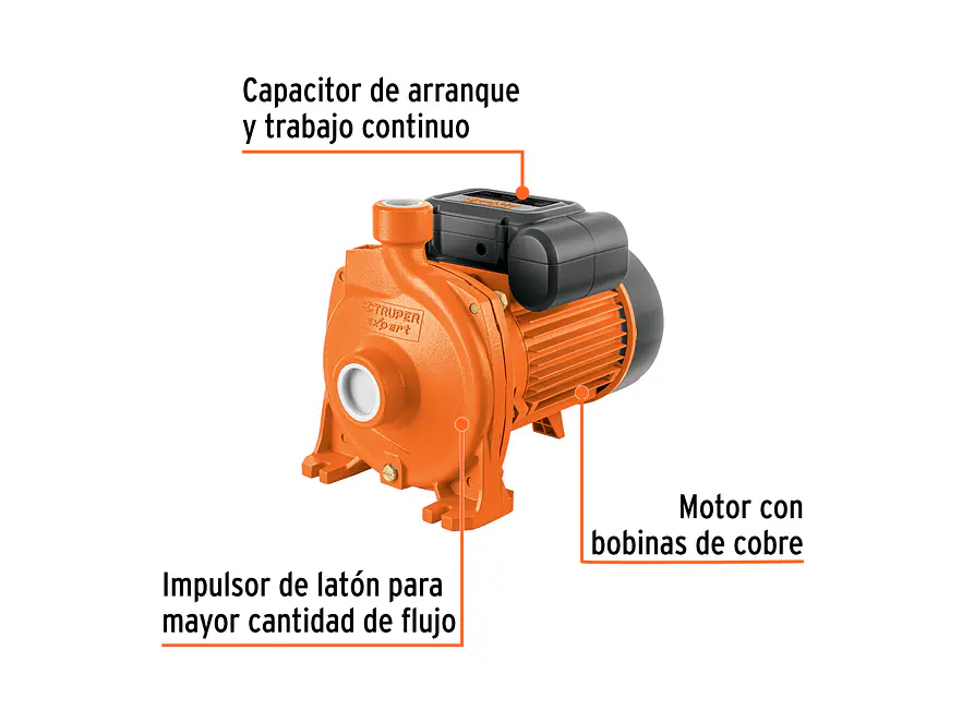 Bomba Centrífuga para Agua Truper 10066, 2 HP, Modelo Europeo - Foto 2 | aztools.co