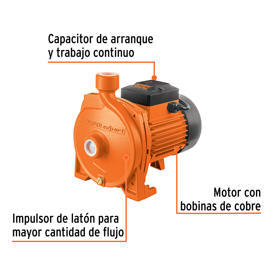 Bomba Centrífuga para Agua Truper 10074, 1 HP, Modelo Europeo - Foto 2 | aztools.co